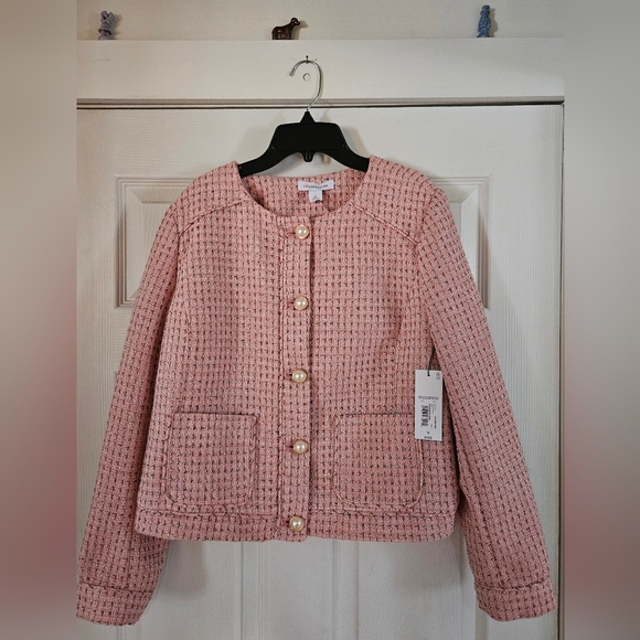 Liz Claiborne Jackets & Blazers - NWT Liz Claiborne Pink Tweed Blazer with Pearl Buttons Size 10